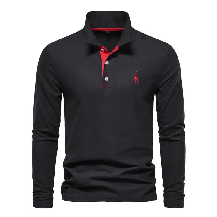 Men's Long Sleeve Polo Shirt | Classic Fit with Contrast Placket Hero