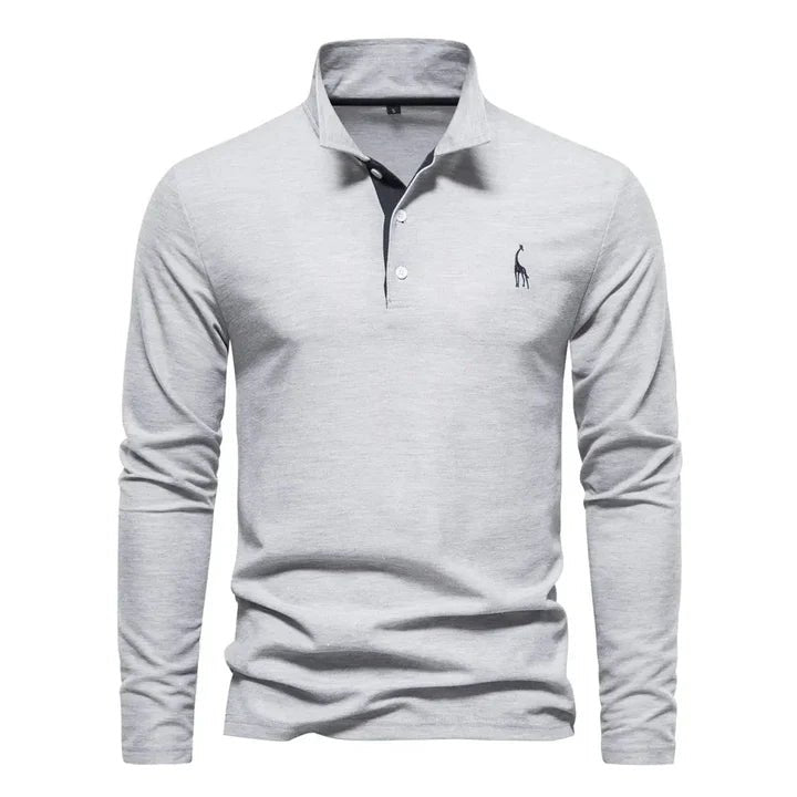 Men's Long Sleeve Polo Shirt | Classic Fit with Contrast Placket Side