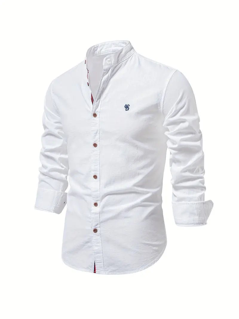 Men's Long Sleeve Slim Fit Shirt | Mandarin Collar Smart Casual Hero