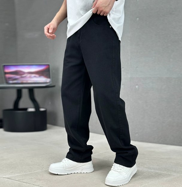 Men's Loose Fit Straight Leg Jeans | Wide Relaxed Everyday Cut Detail