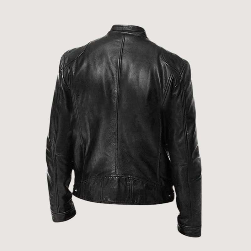 Men's Mandarin Collar Leather Jacket | Clean Cut Versatile Fit Lifestyle