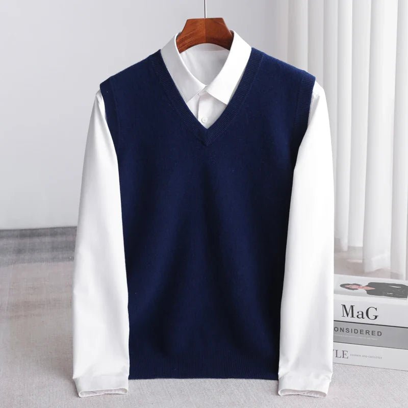 Men's Merino Sweater Vest | Lightweight V-Neck Layer Angle