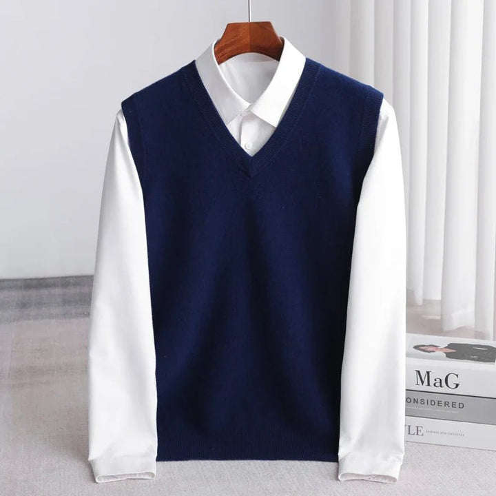 Men's Merino Sweater Vest | Lightweight V-Neck Layer Angle