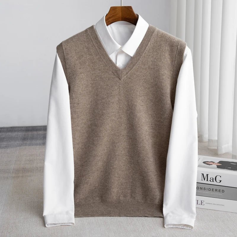 Men's Merino Sweater Vest | Lightweight V-Neck Layer Detail