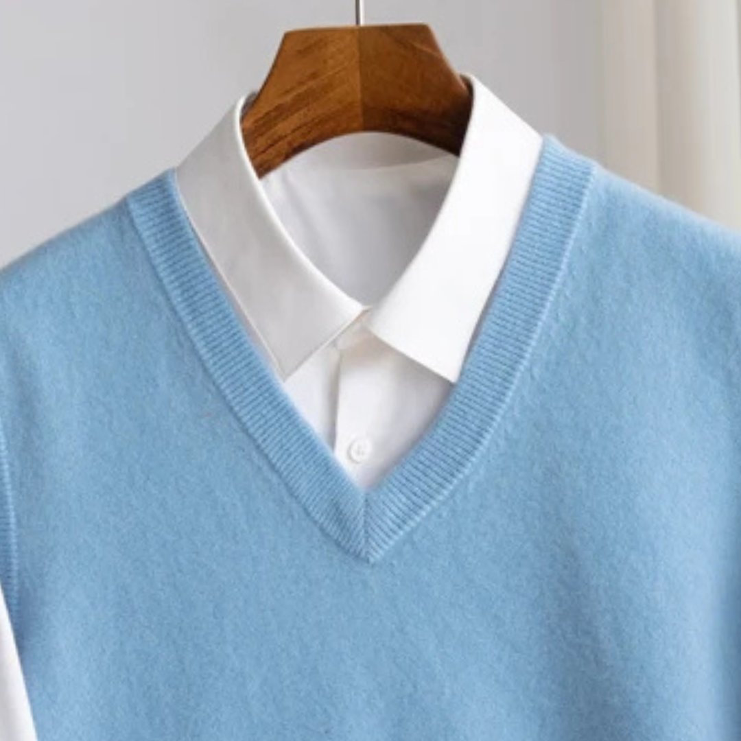 Men's Merino Sweater Vest | Lightweight V-Neck Layer Front