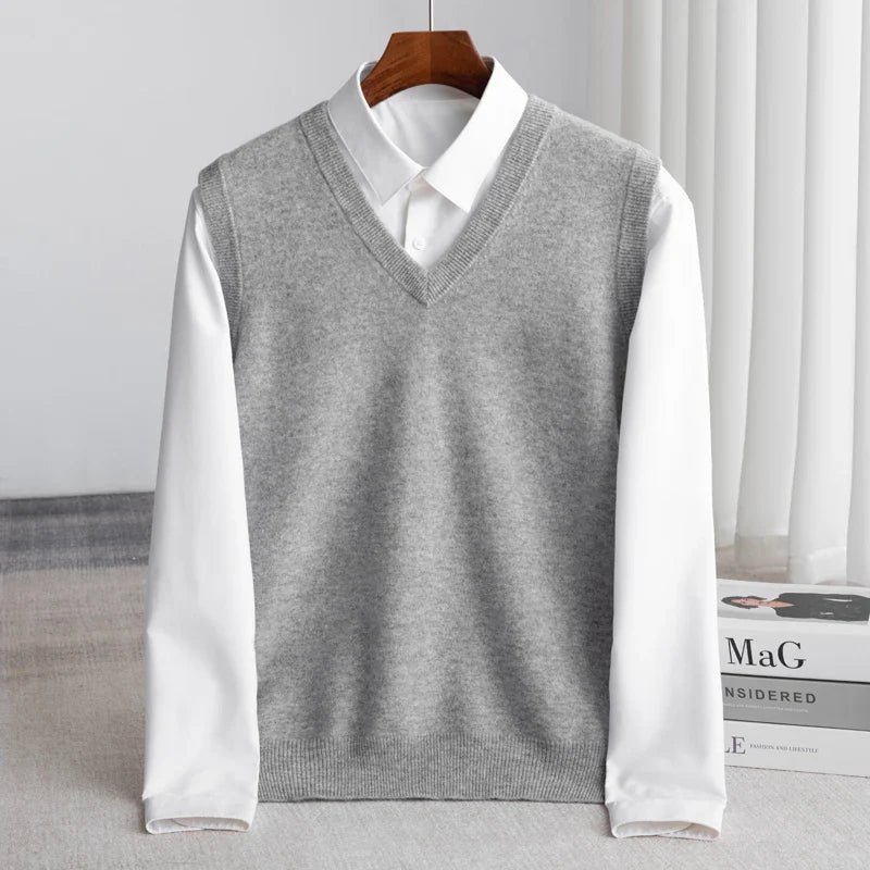 Men's Merino Sweater Vest | Lightweight V-Neck Layer Full