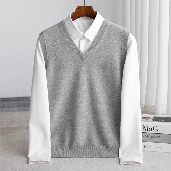 Men's Merino Sweater Vest | Lightweight V-Neck Layer Full