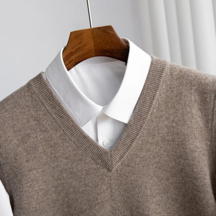 Men's Merino Sweater Vest | Lightweight V-Neck Layer Side