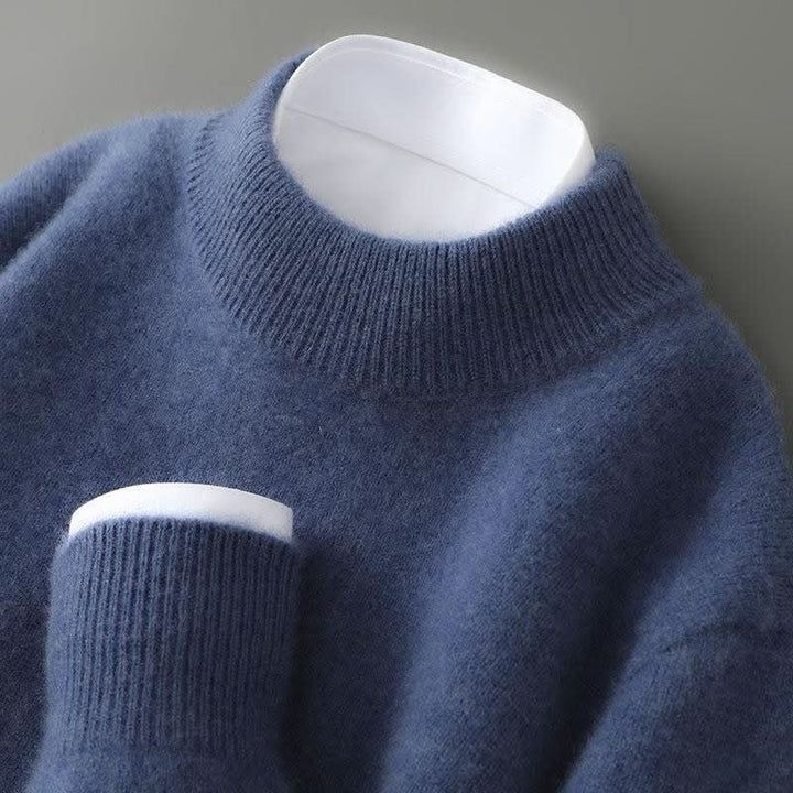 Men's Mock Neck Knit Sweater | Ribbed Trim Detail Back