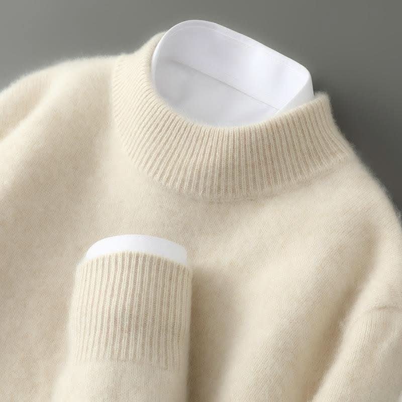 Men's Mock Neck Knit Sweater | Ribbed Trim Detail Hero
