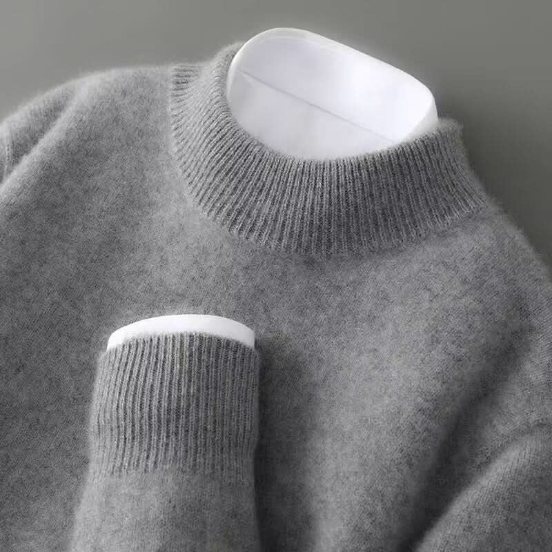Men's Mock Neck Knit Sweater | Ribbed Trim Detail Lifestyle