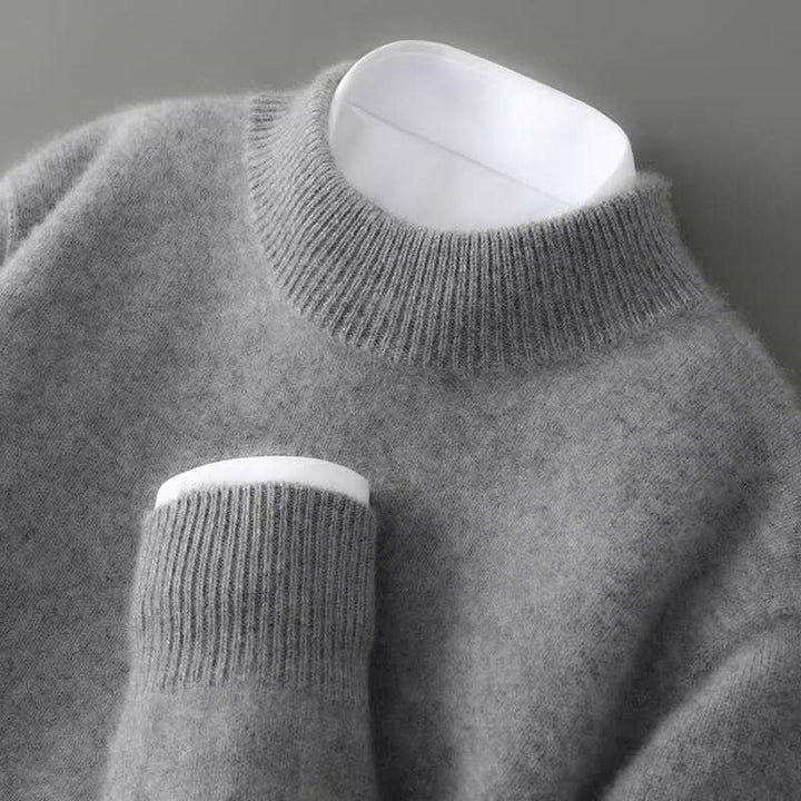 Men's Mock Neck Knit Sweater | Ribbed Trim Detail Lifestyle