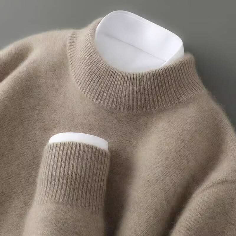 Men's Mock Neck Knit Sweater | Ribbed Trim Detail Side