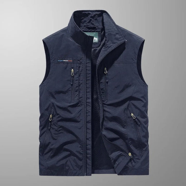 Men's Multi Pocket Utility Vest | Zip Up Outdoor Gilet Angle