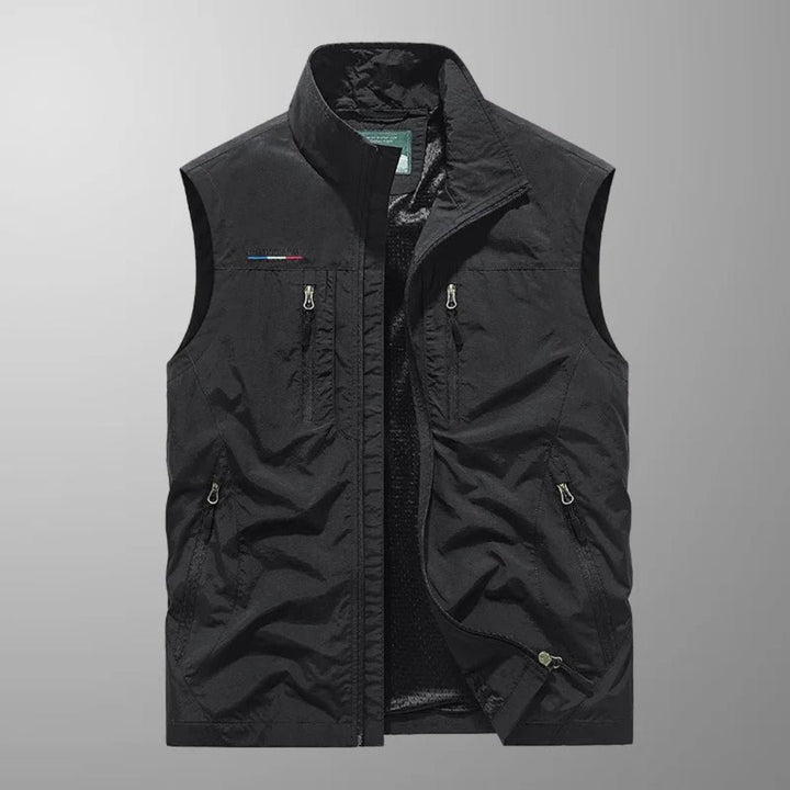 Men's Multi Pocket Utility Vest | Zip Up Outdoor Gilet Back
