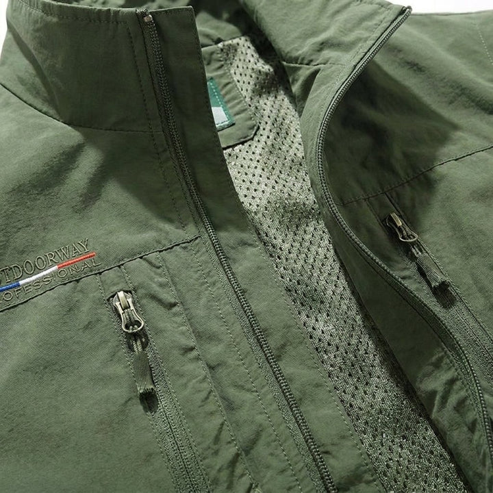 Men's Multi Pocket Utility Vest | Zip Up Outdoor Gilet Full