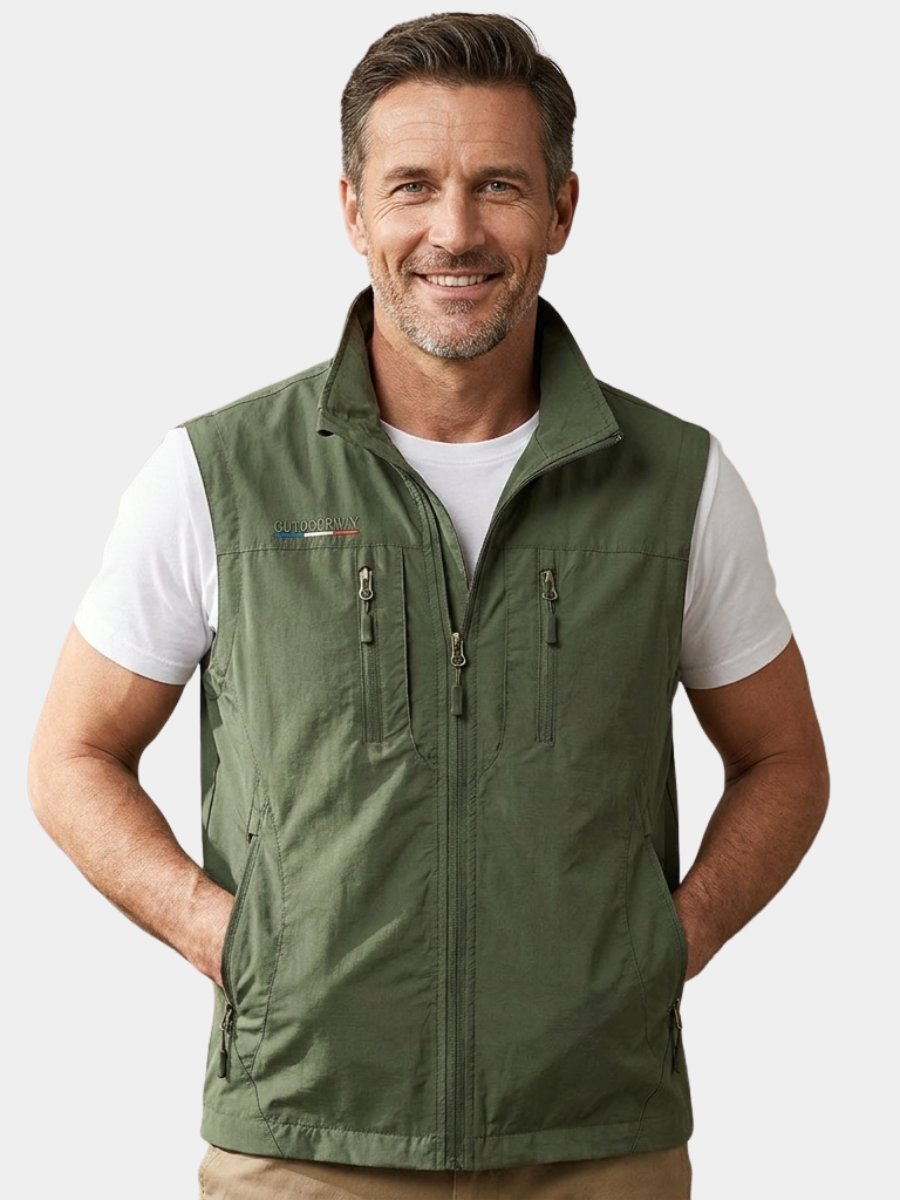 Men's Multi Pocket Utility Vest | Zip Up Outdoor Gilet Hero