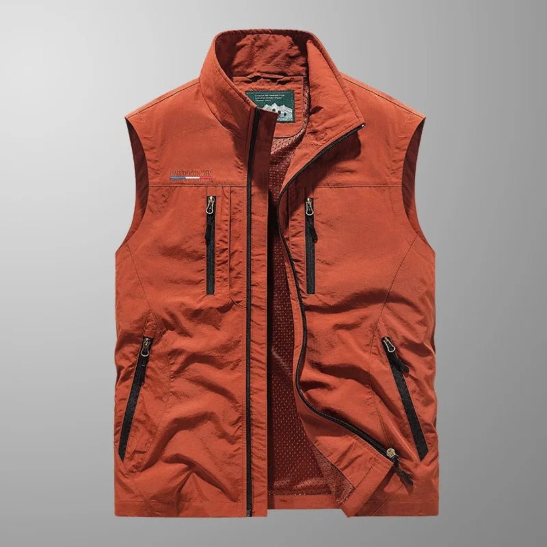 Men's Multi Pocket Utility Vest | Zip Up Outdoor Gilet Side