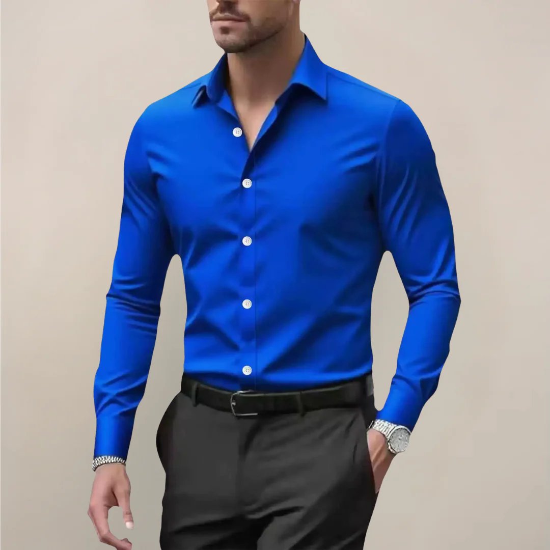 Men's Notched Collar Shirt | Slim Fit Long Sleeve Alternate