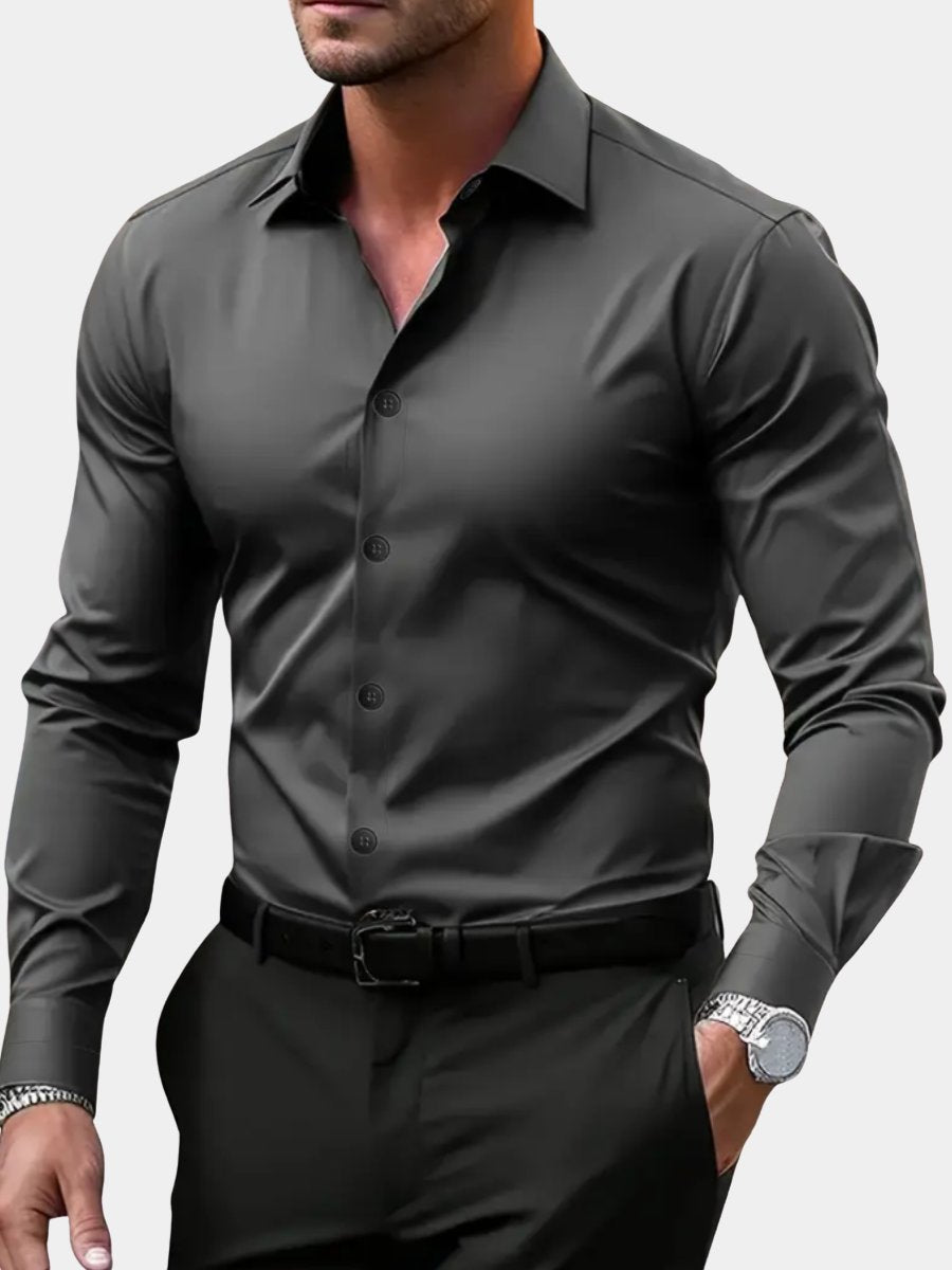 Men's Notched Collar Shirt | Slim Fit Long Sleeve Hero