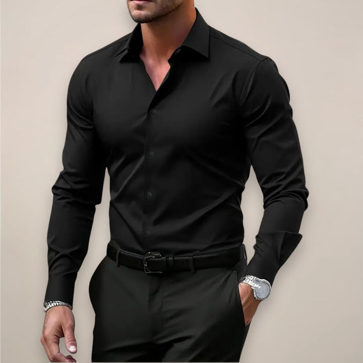 Men's Notched Collar Shirt | Slim Fit Long Sleeve Lifestyle