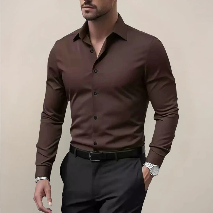 Men's Notched Collar Shirt | Slim Fit Long Sleeve View 11