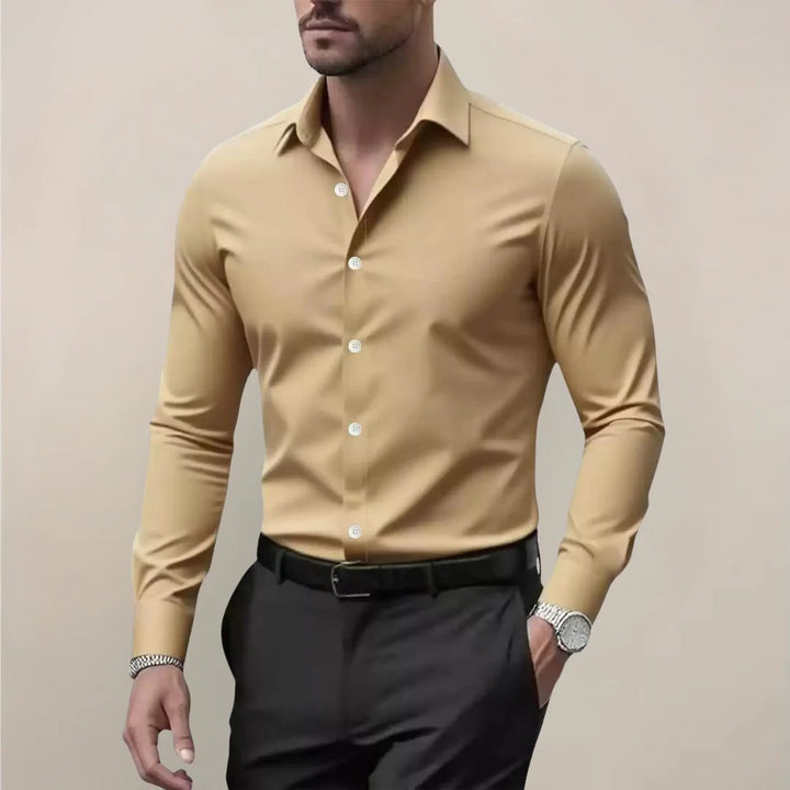 Men's Notched Collar Shirt | Slim Fit Long Sleeve View 12