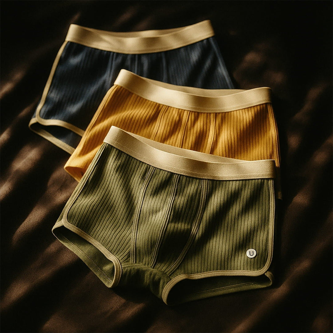 Men's Organic Cotton Boxer Briefs | 3 Pack with Gold Waistband Hero