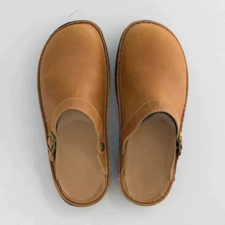 Men's Orthopedic Leather Clogs | Open Heel Slip On Back