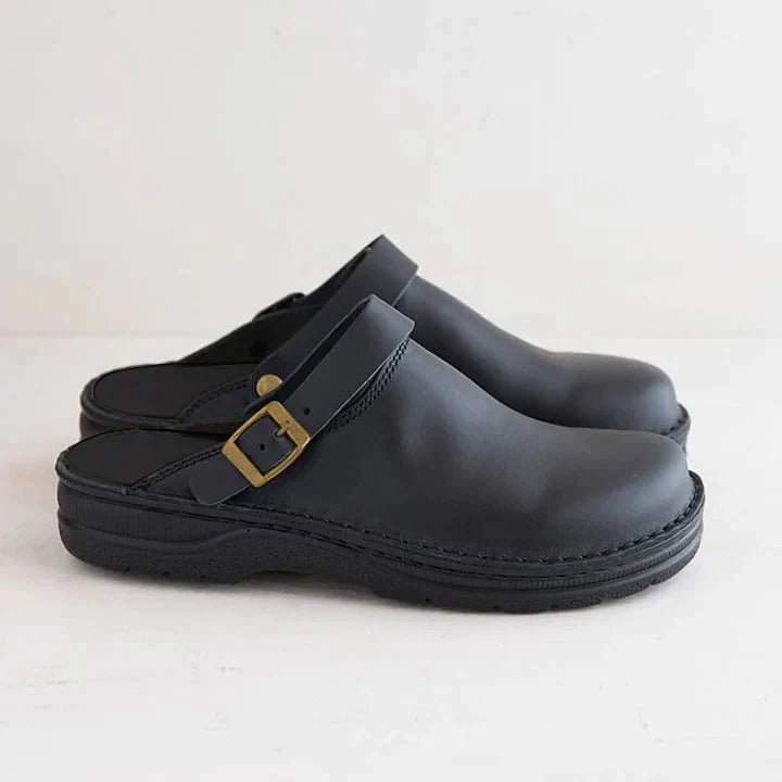 Men's Orthopedic Leather Clogs | Open Heel Slip On Detail