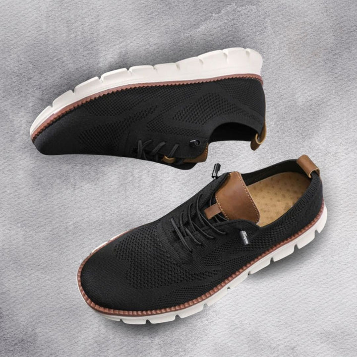 Men's Orthopedic Walking Shoes | Wide Toe Box with Leather Trim Angle
