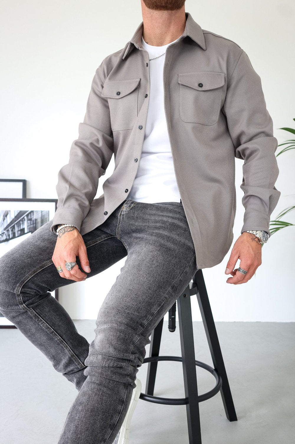 Men's Overshirt Jacket | Long Sleeve Button Up with Chest Pockets Lifestyle