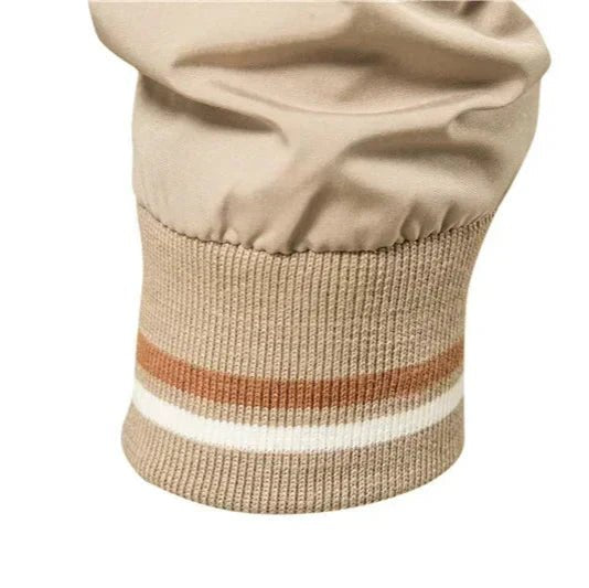 Men's Oxford Bomber Jacket | City Fit with Striped Ribbed Trim Angle