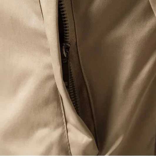 Men's Oxford Bomber Jacket | City Fit with Striped Ribbed Trim Close Up