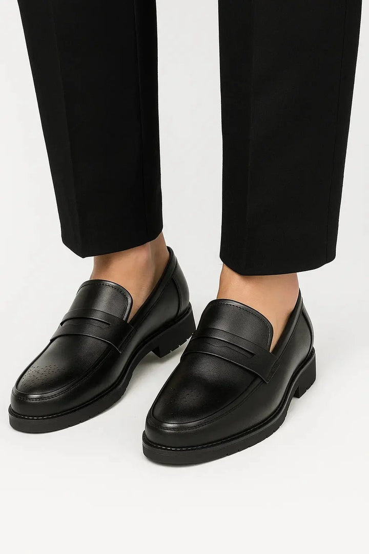 Men's Oxford Dress Shoes | Breathable Round Toe Lug Sole Detail