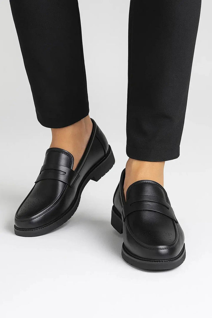 Men's Oxford Dress Shoes | Breathable Round Toe Lug Sole Side