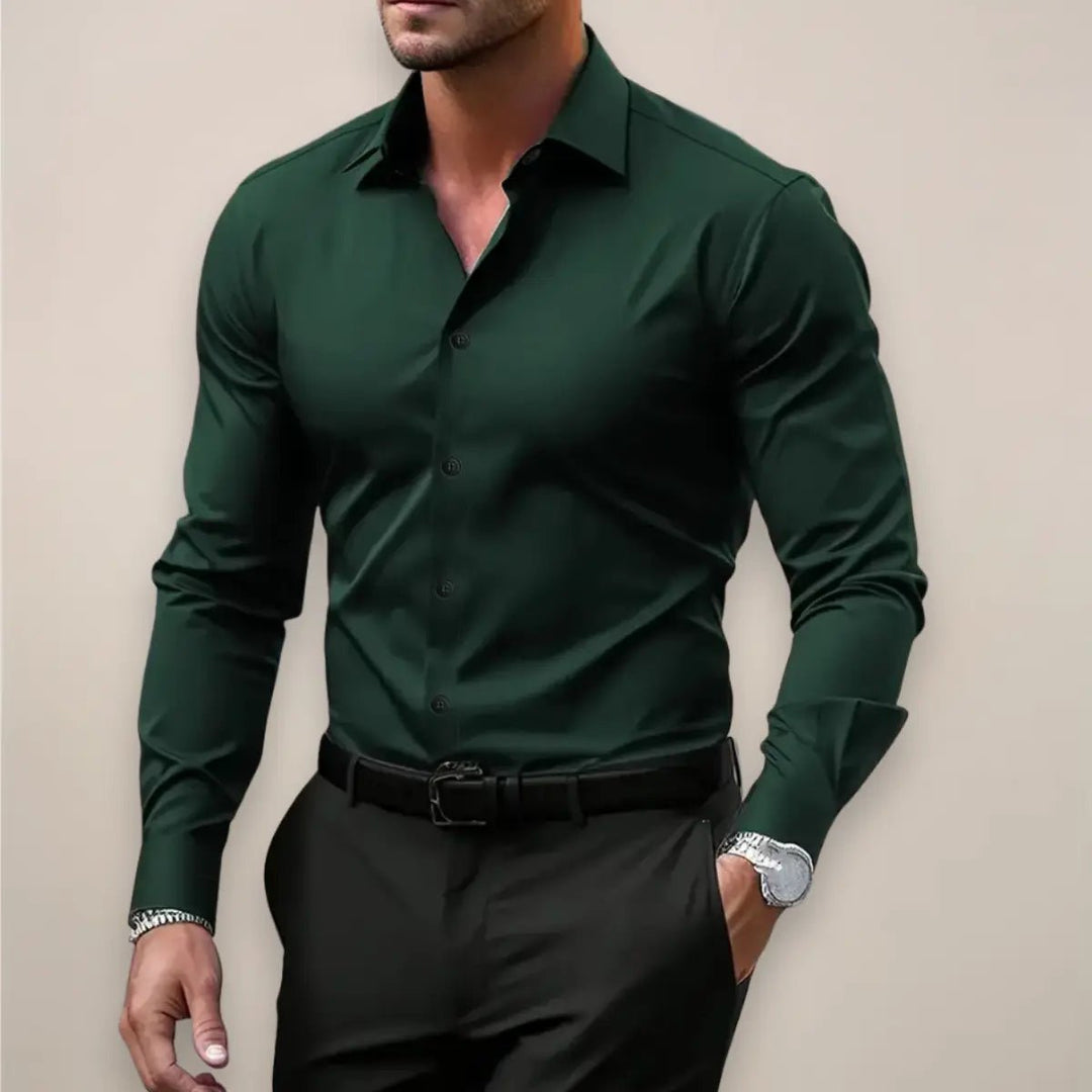 Men's Oxford Shirt | Slim Fit Long Sleeve Notched Collar Detail