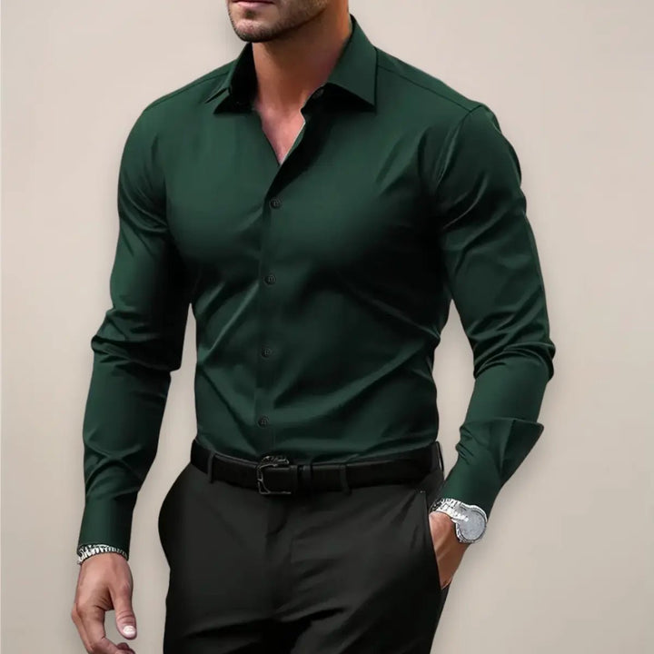 Men's Oxford Shirt | Slim Fit Long Sleeve Notched Collar Detail