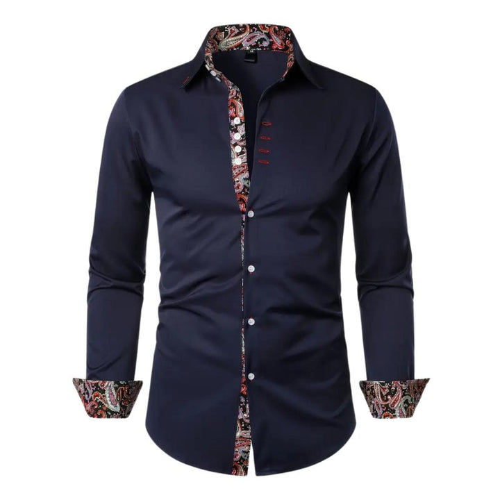 Men's Paisley Slim Shirt | Long Sleeve Contrast Trim Detail