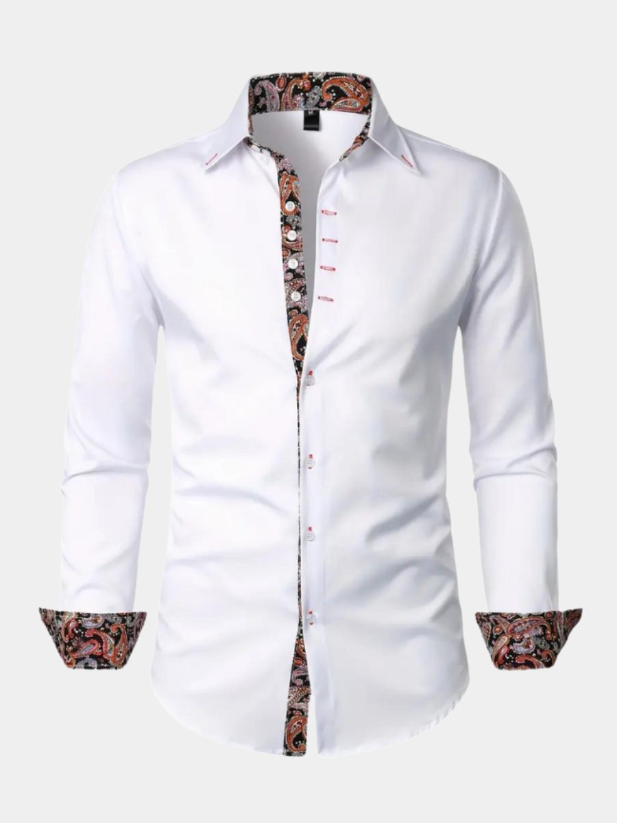 Men's Paisley Slim Shirt | Long Sleeve Contrast Trim Hero
