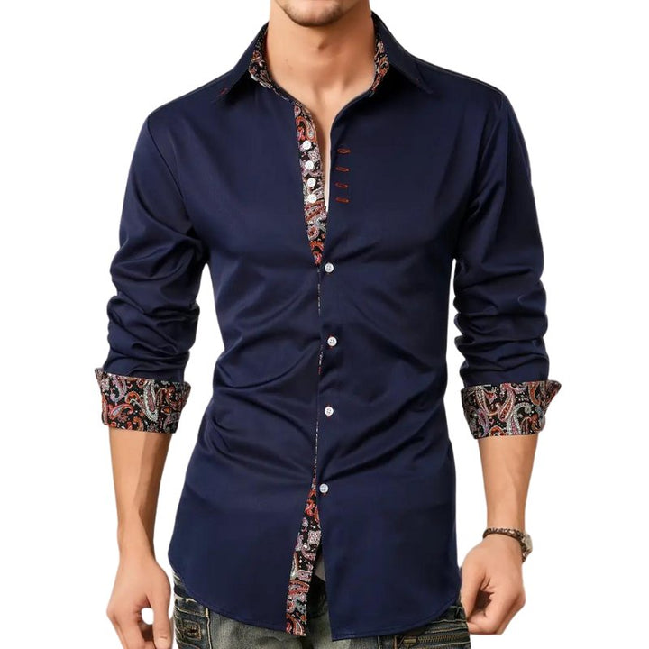 Men's Paisley Slim Shirt | Long Sleeve Contrast Trim Lifestyle
