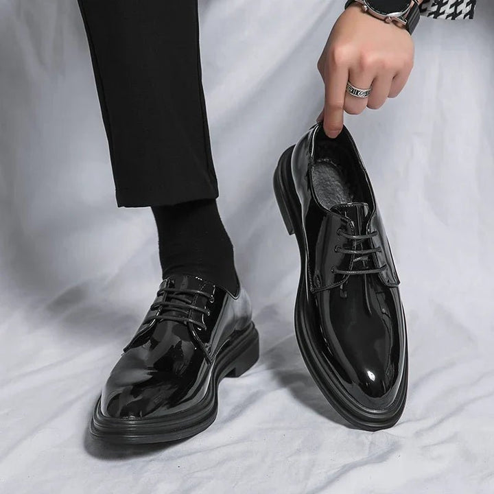 Men's Patent Derby Shoes | Formal Plain Toe Oxford Back