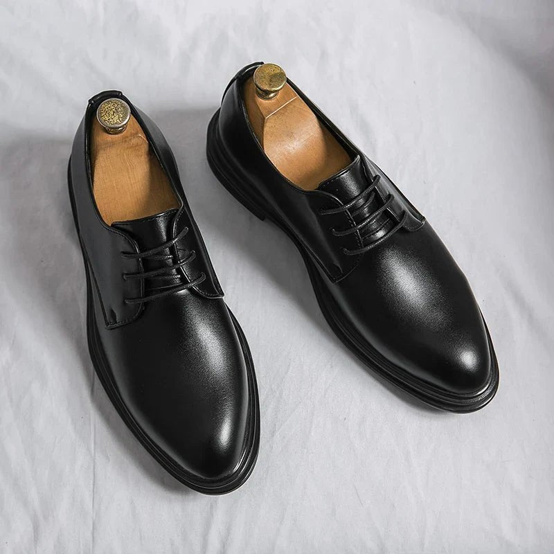 Men's Patent Derby Shoes | Formal Plain Toe Oxford Front