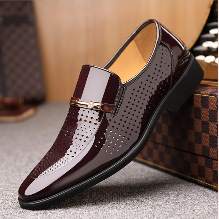 Men's Patent Leather Loafers | Glossy Formal Slip On Angle