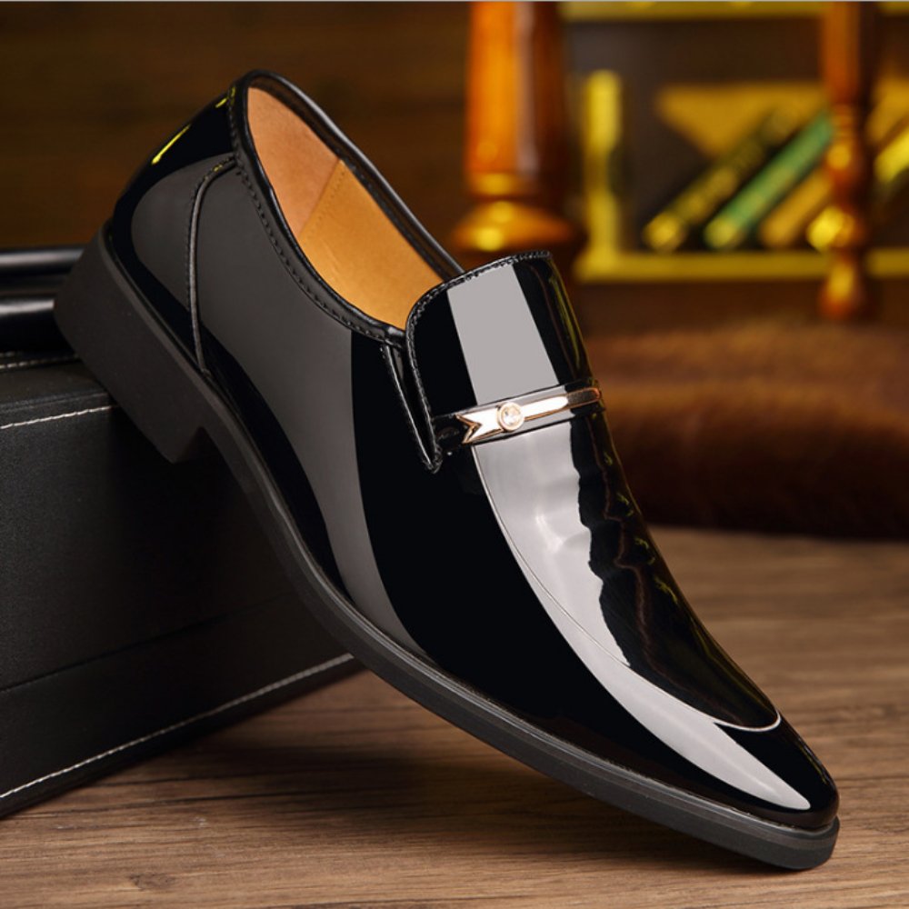 Men's Patent Leather Loafers | Glossy Formal Slip On Hero