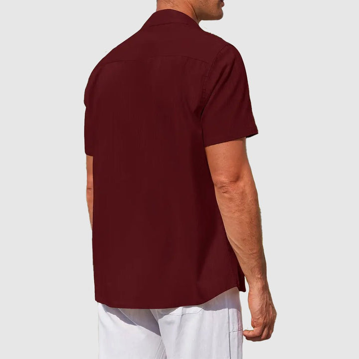 Men's Pintuck Short Sleeve Linen Shirt Lifestyle