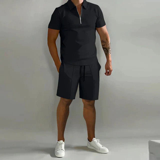 Men's Polo Shorts Two-Piece Set | Zip Collar Co-ord Hero
