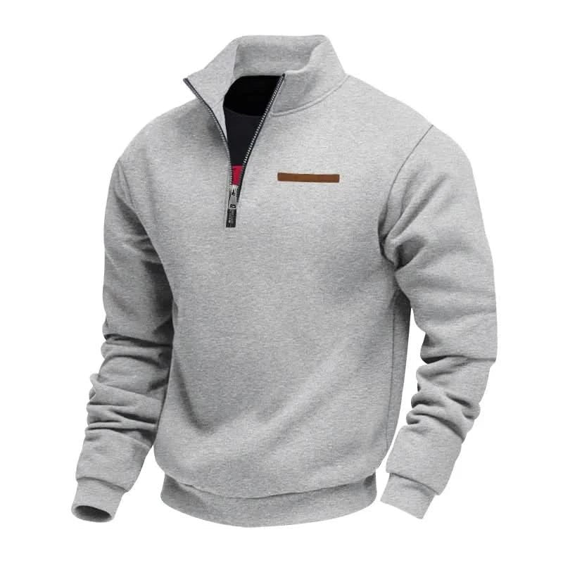 Men's Quarter Zip Mock Neck Sweatshirt | Soft Lined Warm Fit Close Up