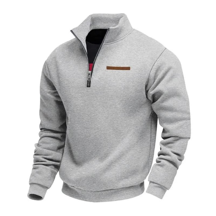 Men's Quarter Zip Mock Neck Sweatshirt | Soft Lined Warm Fit Close Up