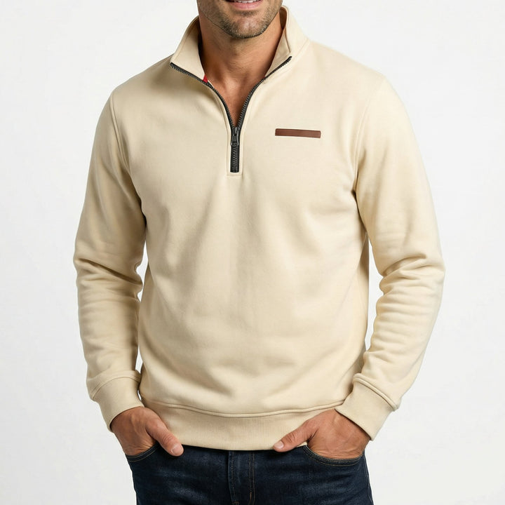 Men's Quarter Zip Mock Neck Sweatshirt | Soft Lined Warm Fit Front